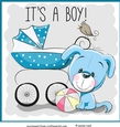 New Baby Boy - cute puppy card front / topper