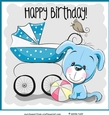Birthday Baby child - cute puppy card front / topper