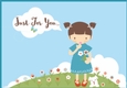 For You - Card front / topper - girl, pup & flowers