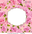 Pink Rose Square - Card front / topper BLANK