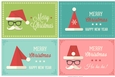 4 Retro Christmas toppers / card fronts
