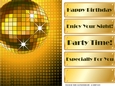 Gold sparkle Disco Birthday - card front / topper