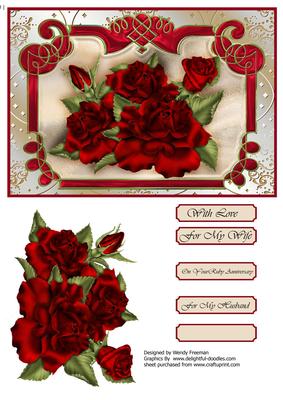 Red Roses on Beige and Red Plaque