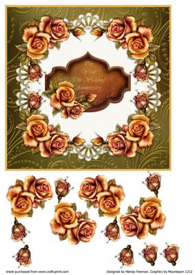 Gold Roses on Cream Lace