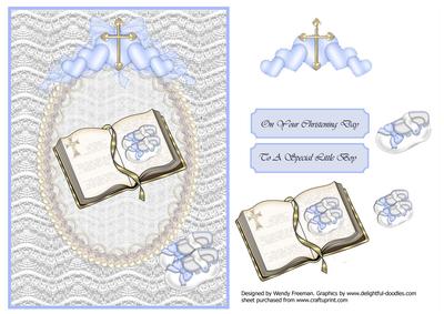 Baby Boy Lace Christening Card