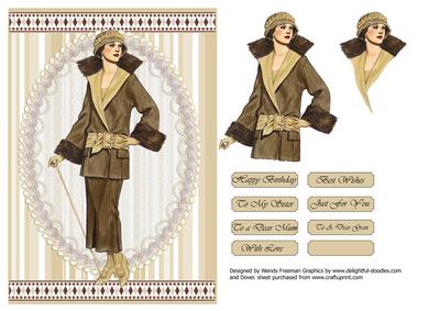Art Deco Lady in Brown