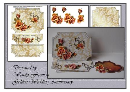 Golden Roses 50th Anniversary Card