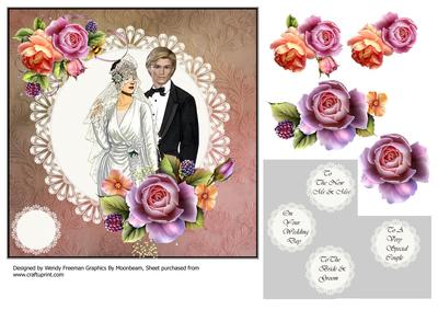 Bride and Groom in Lace and Roses.