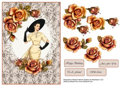 Art Deco Lady Fall Roses