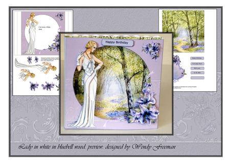 Lady in White in Bluebell Wood