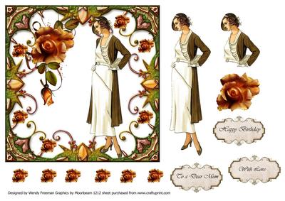 Art Deco 8x8 October Roses