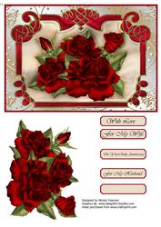 Red Roses on Beige and Red Plaque