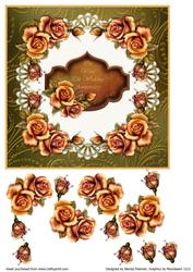 Gold Roses on Cream Lace