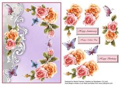 Rosy Glow Roses with Scroll