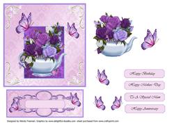 Lilac and Lace with Teapot and Roses