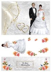 Bride and Groom with Scroll and Roses