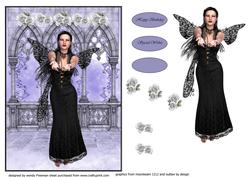 Gothic Black Fairy and White Roses.