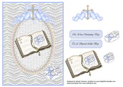 Baby Boy Lace Christening Card