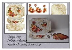 Golden Roses 50th Anniversary Card