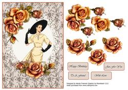 Art Deco Lady Fall Roses