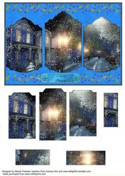Snowy Night Scene Tryptic