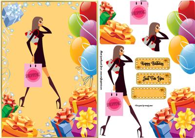 Fashion Shopper Decoupage Card