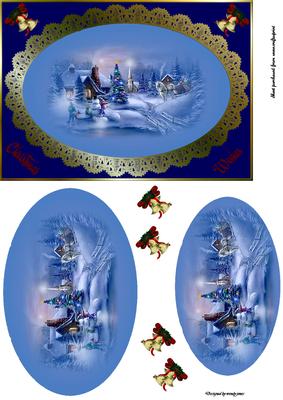 Blue and Gold Christmas Scene Pyramage