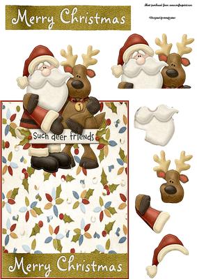 Christmas Such Deer Friends Decoupage Card