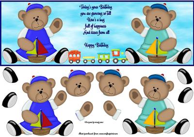 Birthday Bear Dl Decoupage Card.