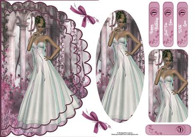 Floral Lady Scalloped Edge Card