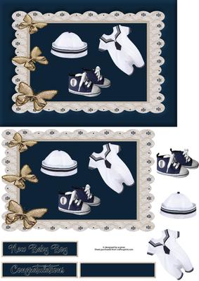 Baby Boy Card Front with Decoupage