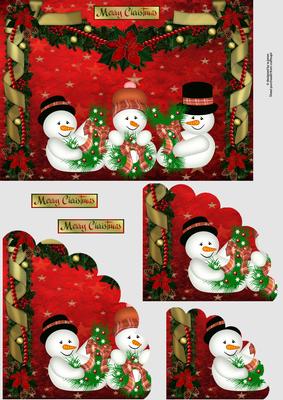 Christmas Swag Snowmen Scalloped Edge Corner Stacker