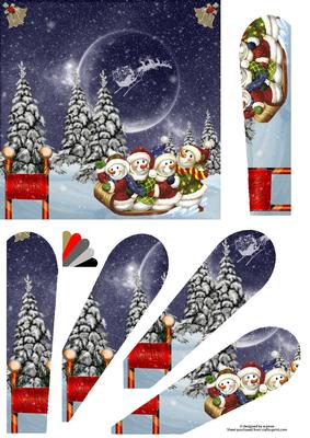 North Pole Snowmen Fan Pyramage Card