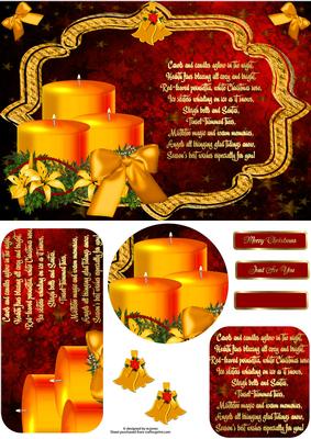 Christmas Candles Scene and Poem with Toppers