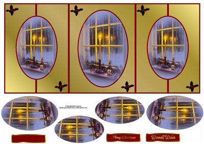 Christmas Window Oval Double Fold Back with Pyramage