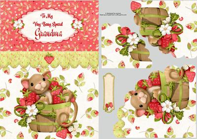Very Berry Special Grandma A5 Wavey Edge Corner Stacker Card