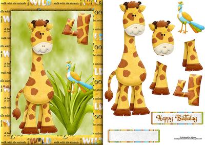 Cute Giraffe Age 4 Decoupage