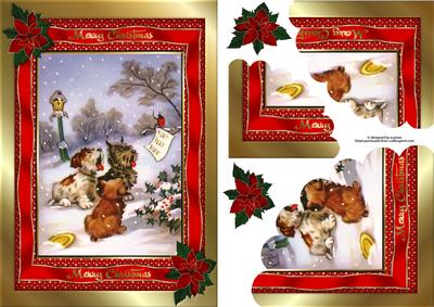 Cute Doggie Carol Singers Wavey Edge Corner Stacker