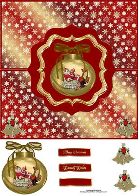 Gold & Red Christmas Dl Size Over the Edge Card