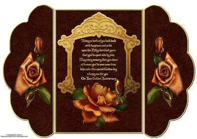 Golden Wedding Anniversary Wavey Edge Fold Back with Verse