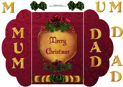 Christmas Mum/dad Shell Edge Fold Back Card