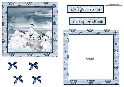 Christmas Polar Bear/penguin Scene Shaker Card