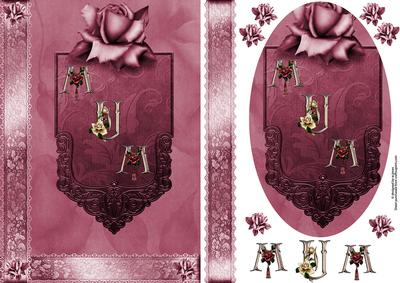 Lace and Rose Mum A5 Card with Topper and Decoupage