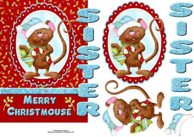 Merry Christmouse Sister Decoupage