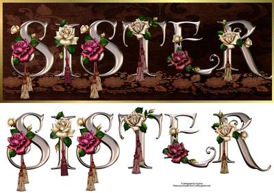 Sister Rose Font Dl Size Card with Decoupage
