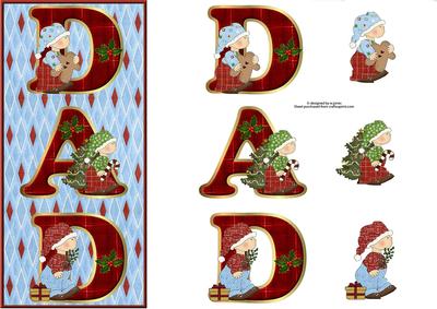 Cute Kids Dad Dl Size with Decoupage