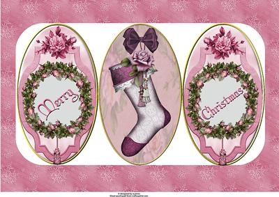 Christmas Pastel Oval Tri Shutter Card