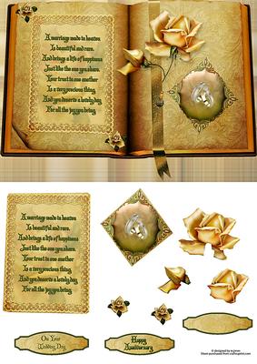 Wedding/anniversary Book with Poem and Decoupage