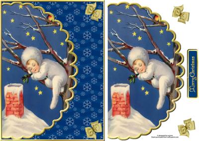 Christmas Baby Scalloped Edge Card with Topper