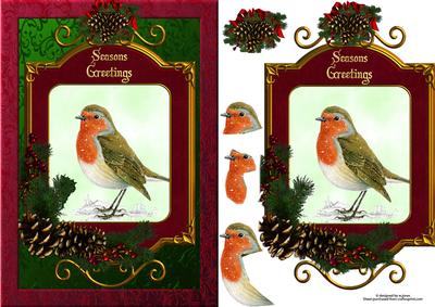 Seasons Greetings Robin with Topper and Decoupage